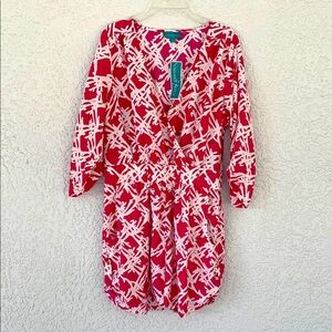 Southern Frock Stylish magenta and white romper size M side zipper,pockets